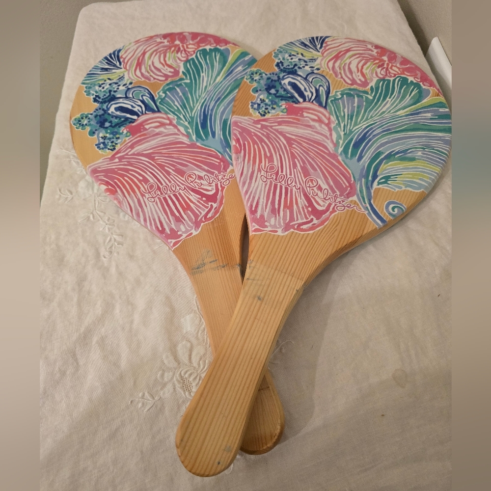 Lilly Pulitzer Colorful Wooden Beach Paddles.